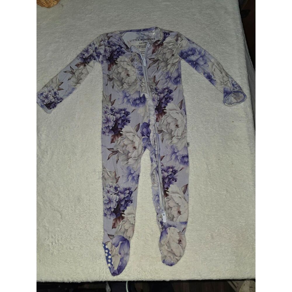 Little Bum Bums Baby Floral Ruffle Footed Sleeper 12-18M Purple